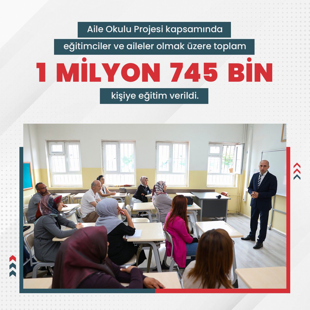 Aile Okulu projemizle son iki yılda 1 milyon 745 bin eğitimci ve aileye ulaştık.

"Toplumsal gelişim ve ilerlemenin temeli, ailedir." inancıyla başlattığımız bu projelerle iyi bir geleceği, eğitimle inşa edeceğiz...