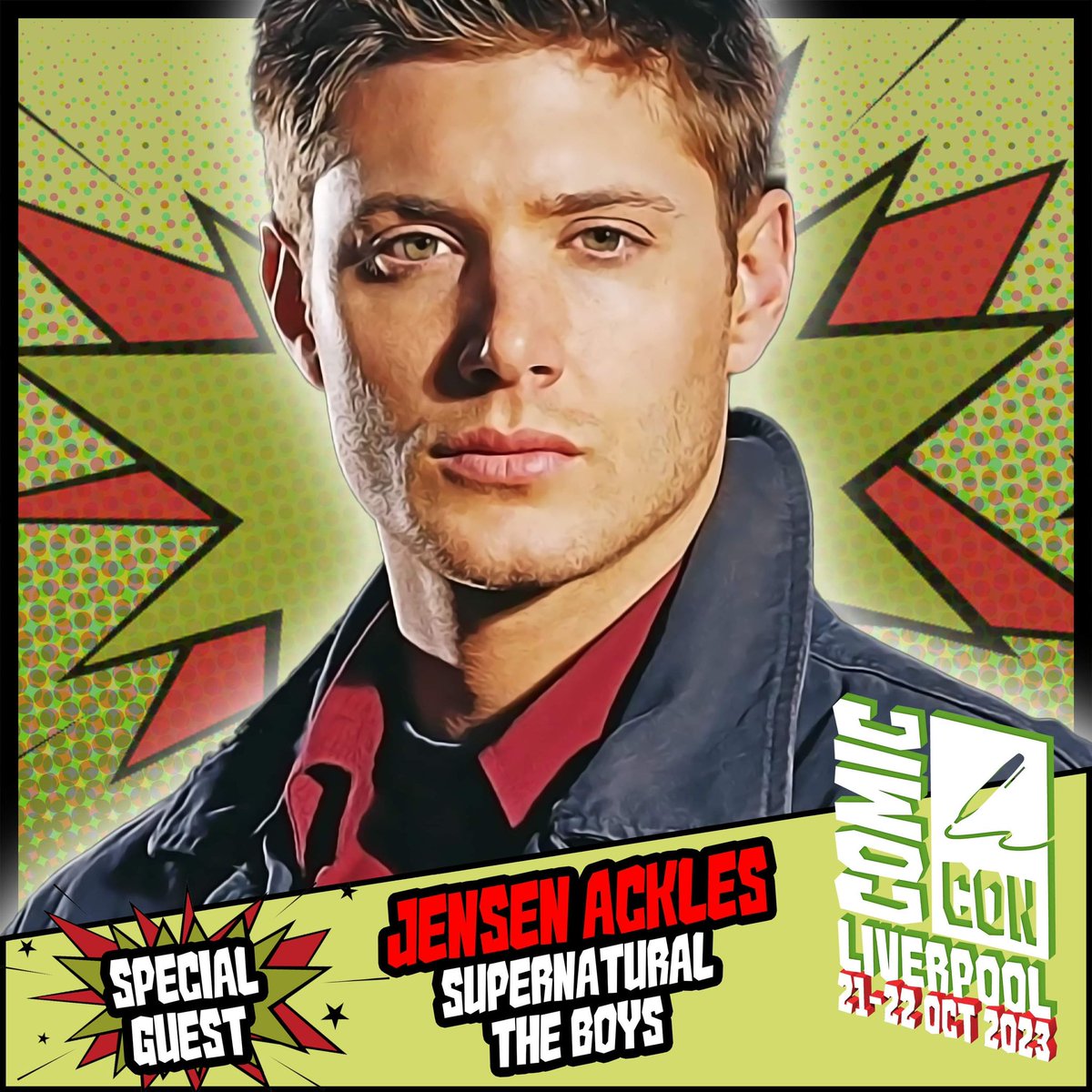 comconscotland's tweet image. Guest Announcement - Comic Con Liverpool 

Jensen Ackles 

Joining us for @comconliverpool is actor #JensenAckles

@JensenAckles is known for playing Dean Winchester in #Supernatural 

He currently stars on #TheBoys &amp;amp; previously on #Smallville 

🎟 
comicconventionliverpool.co.uk/tickets
