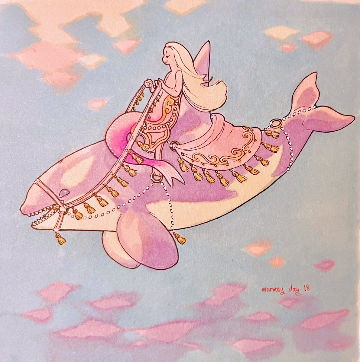 「side-saddle  #mermay #mermay2023 #mermay」|f. leeのイラスト