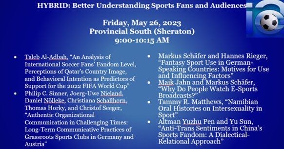 We know you want to get your sport communication action started even earlier on Friday. Don't miss "Better Understanding Sports Fans and Audiences" from 9:00-10:15 in Provincial South.