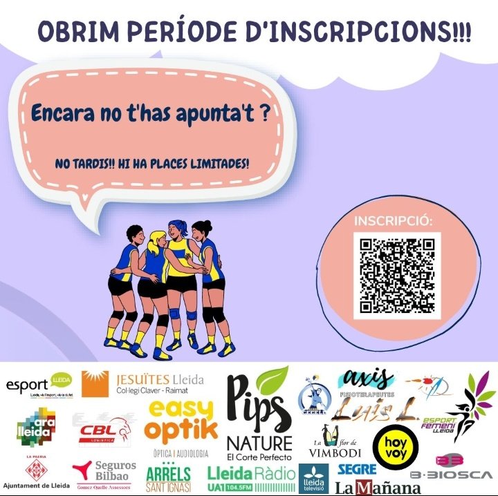 😲Encara no ho sabies? S'han obert les inscripcions per gaudir d'una temporada de voleibol. Vine al CECELL LLEIDA, un club amb molta història dins de la capital Lleidatana.

Pots inscriure't a través del QR o bé a la web del club, no t'ho perdis: cecell.cat👍