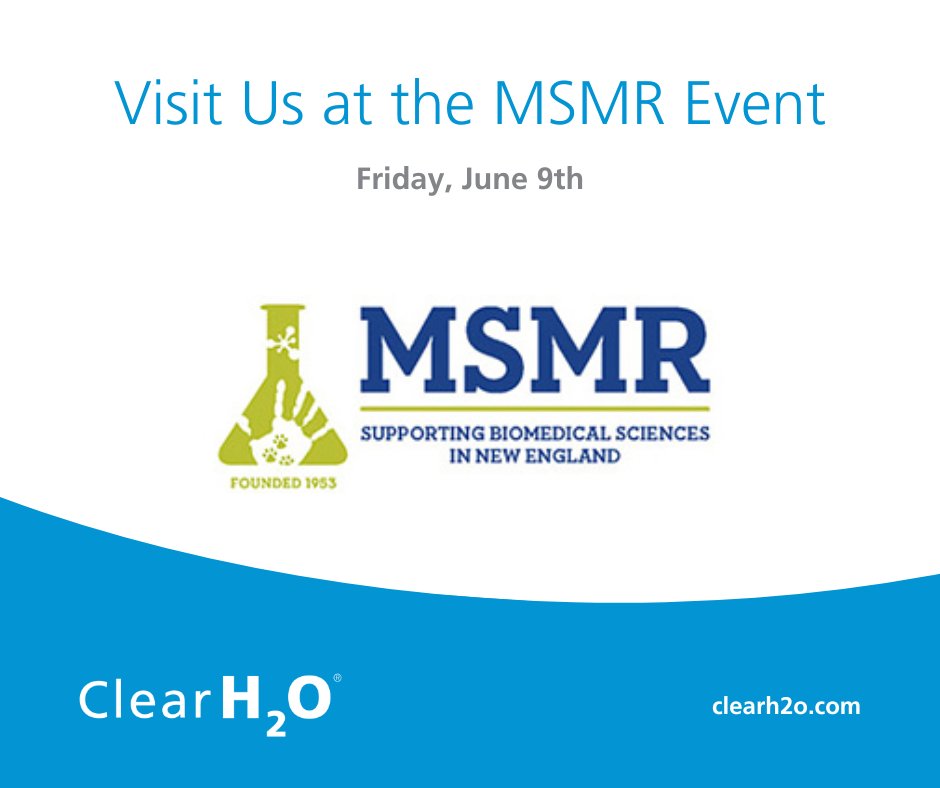 ClearH2O is exhibiting at MSMR: All Creatures Big & Small: Enrichment for Laboratory Animals June 8-9 in Boston, MA. Stop by our booth in-person or check out our virtual exhibit on the Whova mobile app!