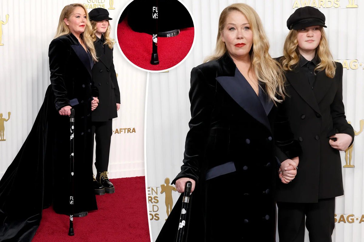 While Christina Applegate is still trending 
Here she is looking as beautiful as ever, 
carrying 'FU MS' cane on SAG Awards 2023 red carpet 
#FUMS #MarriedWithChildren 
FUMS: Giving Multiple Sclerosis The Finger