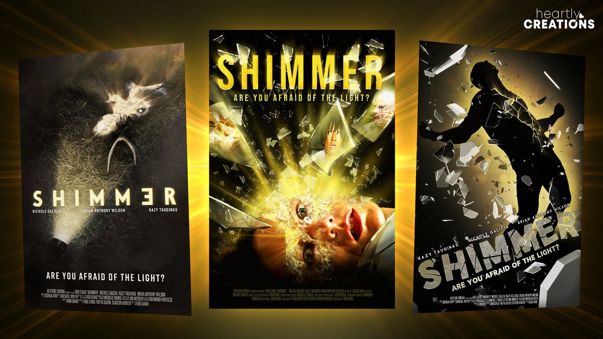 HeartlyCreate's tweet photo. Shield your eyes from the light...it could be deadly! Check out the  three different artworks we created for the sci-fi suspense film, Shimmer.

Which poster design is YOUR favorite?
👈Left 👍Middle or 👉Right https://t.co/caNOSuyVgl