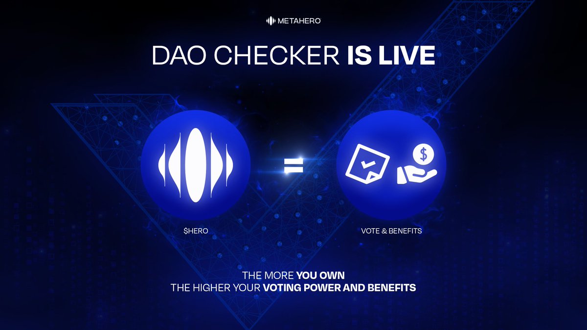 HEROes 

Will you qualify for our exciting benefits and voting?👀

DAO Checker is LIVE! Click below ⬇️

Website 🌐 metahero.io/dao/am-i-in