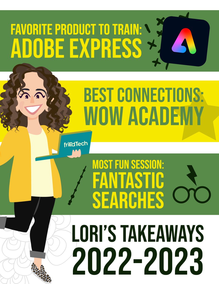 EdTechLori's tweet photo. I used the #AdobeExpress May Challenge templates to create my own Takeaways for my rookie year with @friEdTechnology! Such a great year with the BEST team in #edtech!

#AdobeEDU #adobeEduCreative #friedFan https://t.co/AqIYJC4fQW