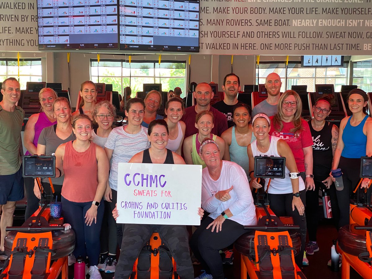 ➡️ 24 #IBD team members from #PedsGI #surgery #NP #Dieticians #liver & #fellows participated in an @orangetheory class to #raisemoney for the @CrohnsColitisFn #TakeSteps event ⭐️

🎉@CincyKidsIBD team raised over >$1,400 & still counting!🎉