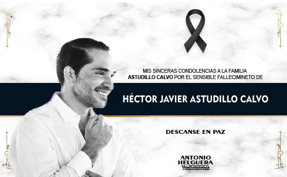 Mis sinceras condolencias al ex gobernador <a href="/HectorAstudillo/">HectorAstudillo</a> y a su señora esposa Mercedes Calvo por la lamentable pérdida de su hijo.