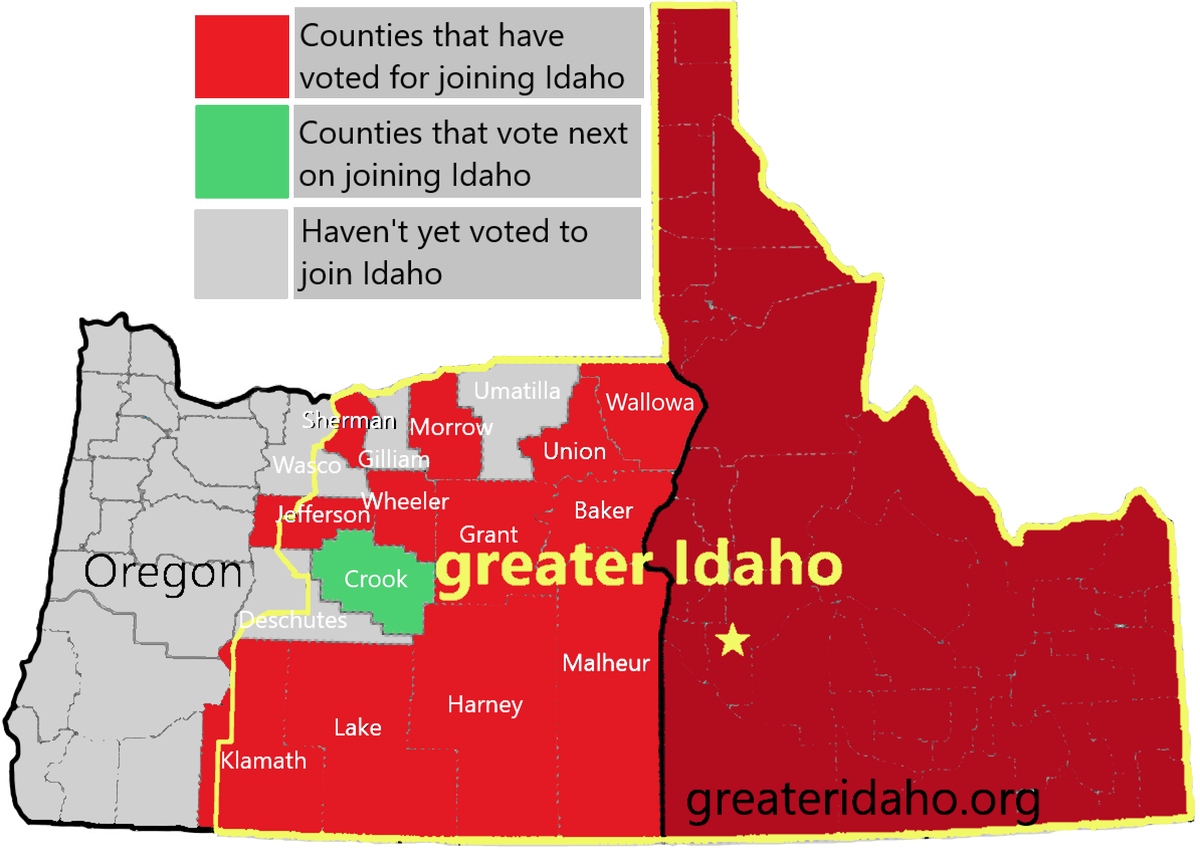 We won!
The Wallowa County Clerk notified Greater Idaho volunteers this morning that the Greater Idaho measure has clinched a win. It has 8 more Yes votes than No votes and there are only 7 incomplete ballots left to be cured by voters 🧵