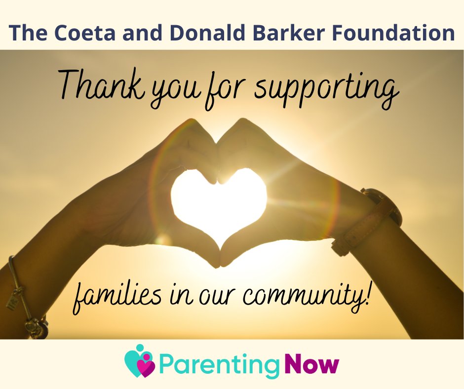 We'd like to thank The Coeta and Donald Barker Foundation for their support of Parenting Now's Make Parenting A Pleasure program. 

With help of foundation support, we are able to offer Make Parenting A Pleasure free to families.
