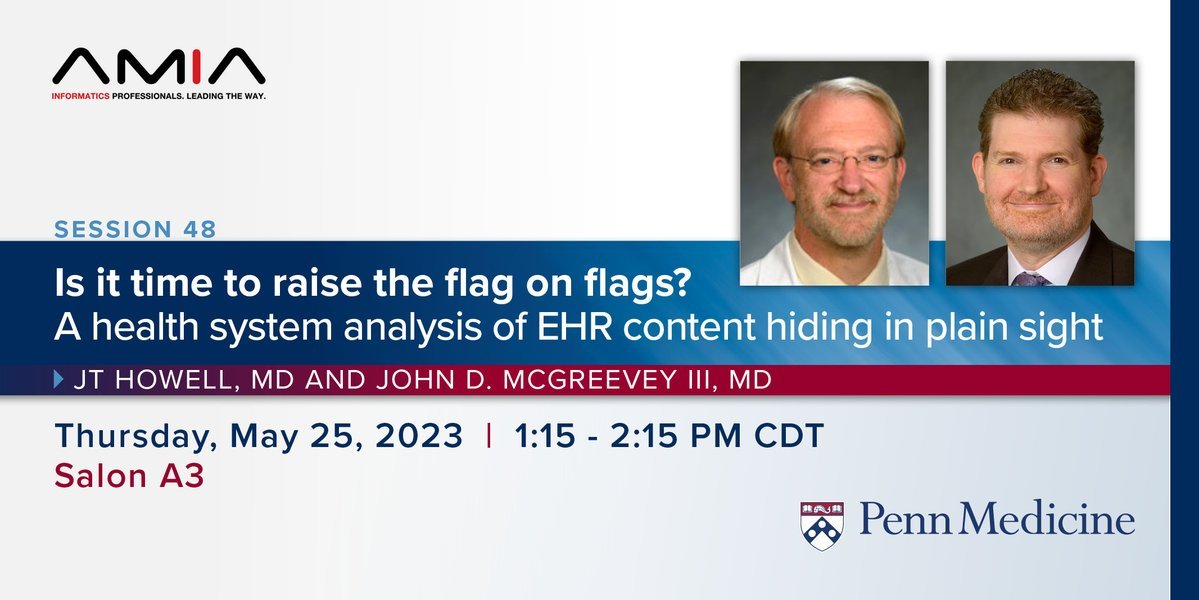 This analysis and deep dive of FYI Flags in @pennmedicine #EHR by <a href="/PennMedCAHI/">Center for Applied Health Informatics</a> <a href="/JohnMcGreevey/">John McGreevey</a> and JT Howell is ~exactly~ why #CIC23 is a necessary complement to vendor user meetings like #EPpic #XGM or <a href="/OracleHealth/">Oracle Health</a> #CHC.