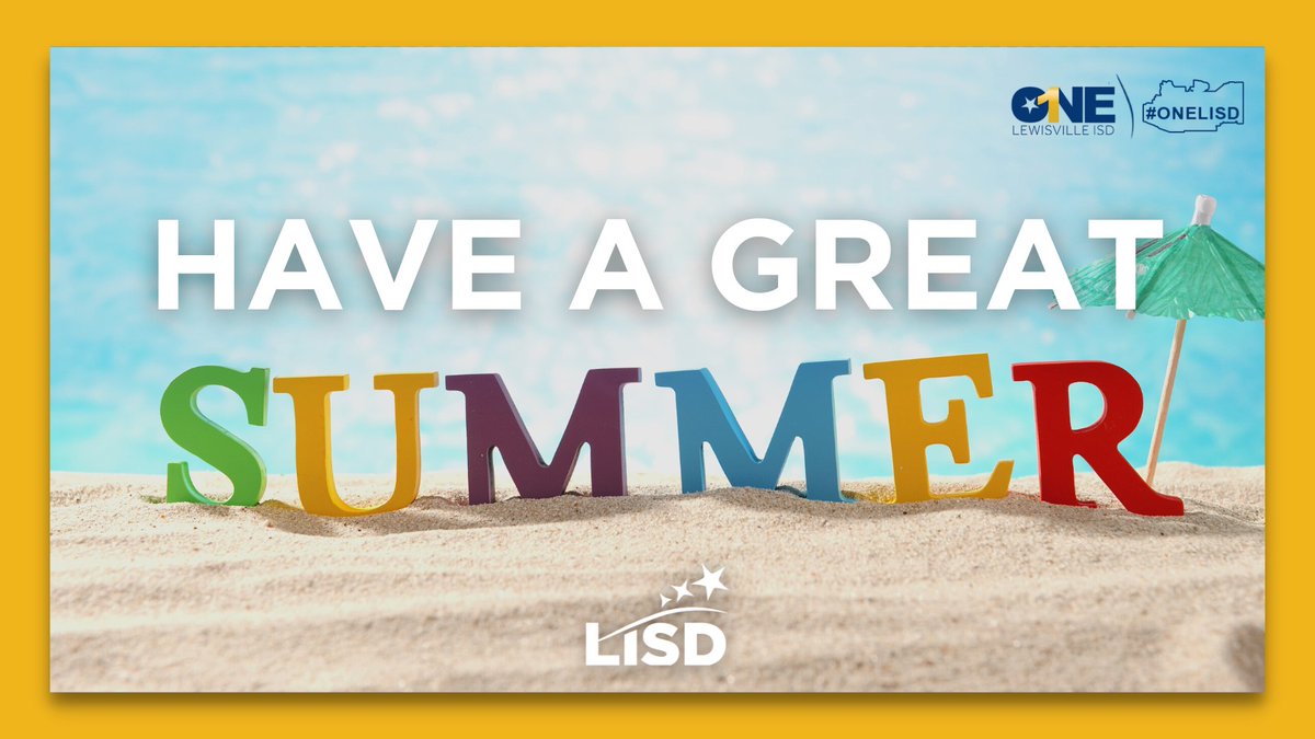 LewisvilleISD's tweet photo. Have a great summer, LISD!

LISD is committed to providing support for our students, even when schools are out on break. Visit https://t.co/JmaSsxPkxO for resources (like food, medical, mental health, etc.) through our community partners. #OneLISD https://t.co/oaX9BUc0Zv