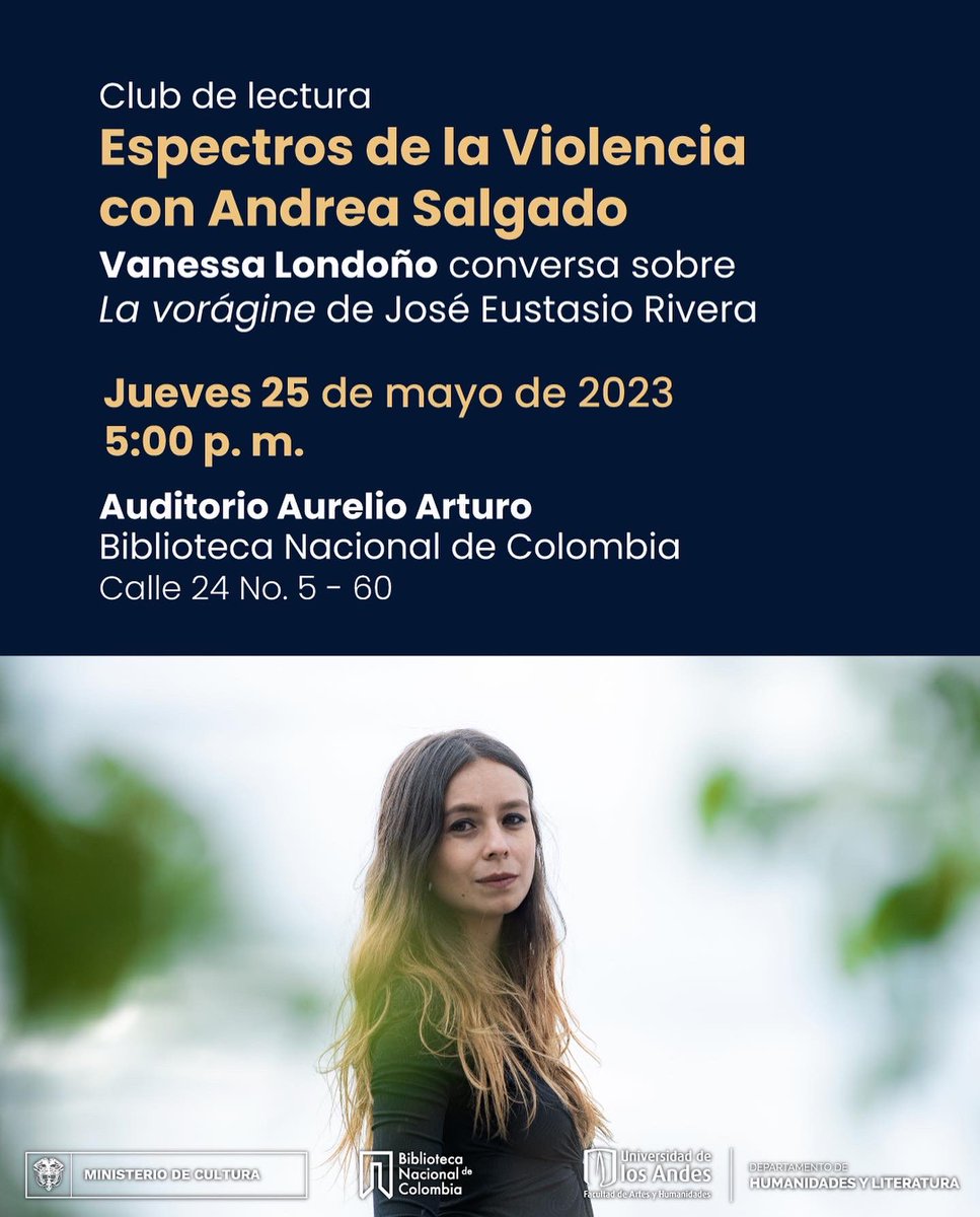 Nos vemos hoy, a las 5 pm, para hablar de la representación de las mujeres en La Vorágine. Vamos a despertar la manigua. Vamos a ver las sombras tendidas de los árboles. Vamos a montarnos en esta bestia, a pelo.

<a href="/BibliotecaNalCo/">Biblioteca Nacional de Colombia</a>