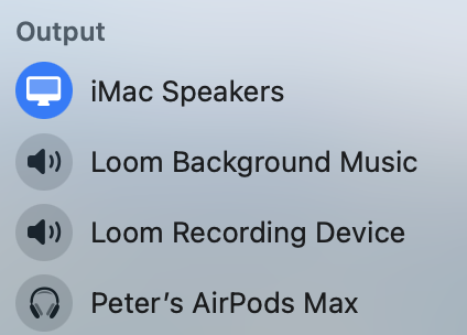 not content with videos not playing 10% of the time (it’s just a black video until you reload) <a href="/loom/">Loom</a> has now decided to add a bunch of cruft to my audio devices (which handily it auto defaults to so audio doesn’t play)