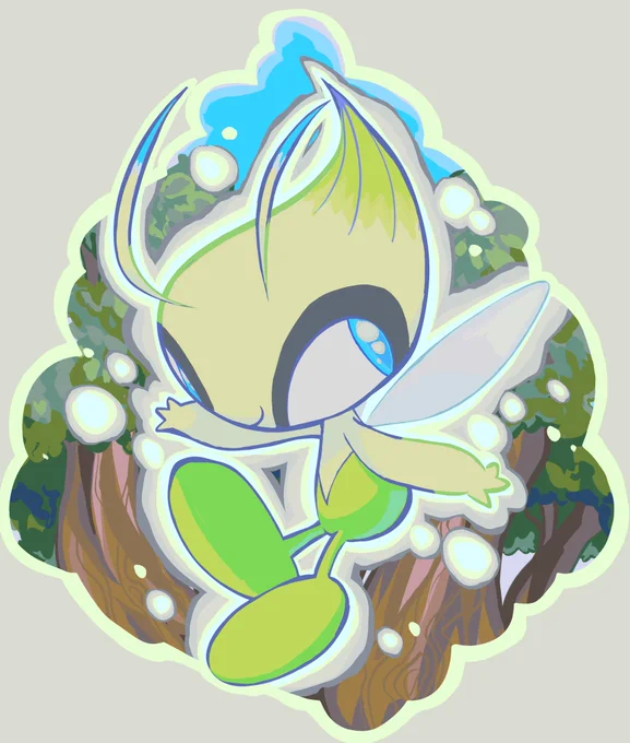 Celebi stickers+charm design #pokemon