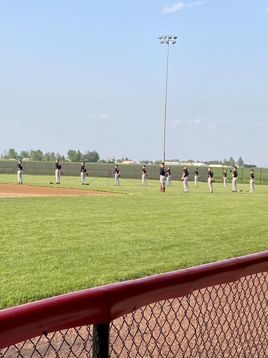 NPolkbaseball's tweet photo. Looked out during warmups last night and saw the team looking to the outfield. They stopped for the National Anthem at the nearby soccer game. Very honored and proud of them! #cometpride. @espn ⁦@johnsears⁩ ⁦@scottreister⁩ https://t.co/qMxsz2hBgg