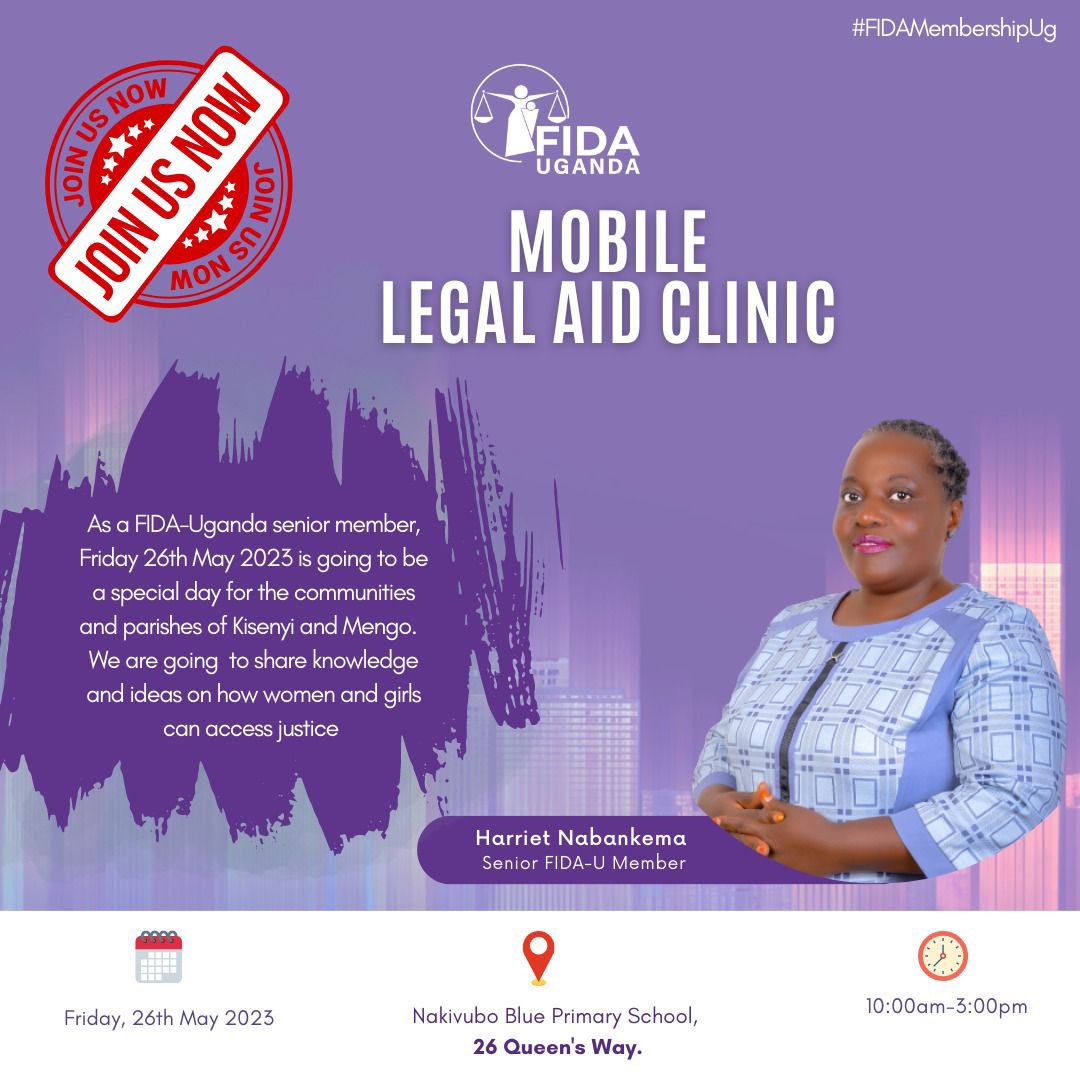 nasiimaroddy's tweet image. @FIDAUganda tomorrow aims to educate to on how to access justice women and girls mainly around Nakivubo,kisenyi and mengo 
 
@LandNetRwanda wills aslo be on board to guide on land related issues 

Tomorrow at 10am ,Nakivubo blue PS
#FIDAMEMBERSHIP 
#MLAC