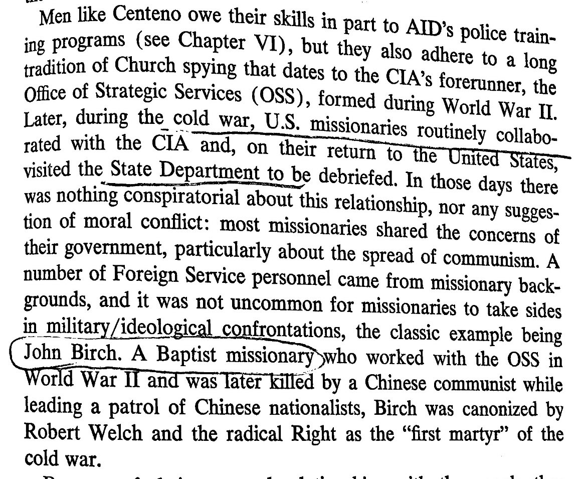 Remember the JohnBirchSociety? FarRight AntiCommunist group that stirred up trouble then disappeared quickly after JFK Assassination? Well it turns out the man it was named for, JohnBirch, BaptistMinister, worked for OSS during WW2. I am sure its just a coincidence though.😒