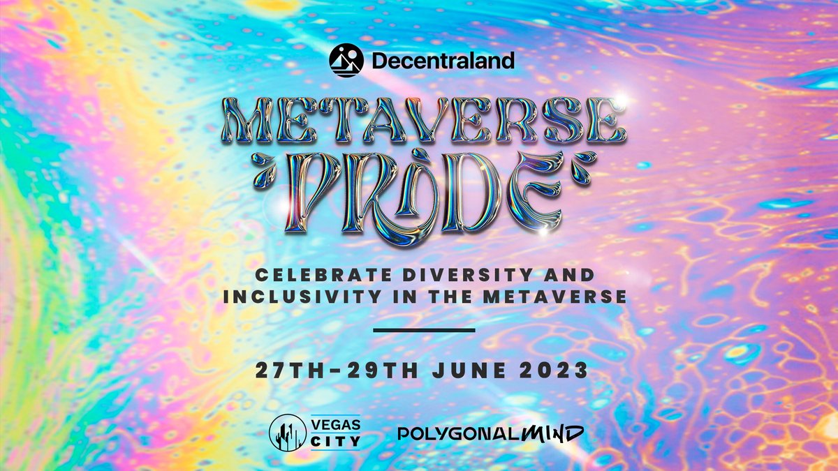 Pride Returns to Decentraland for the Third Year 🏳️‍🌈 #MetaversePride23 is a 3-day, inclusive and vibrant virtual event celebrating the diversity of the global LGBTQIA+ community. 🗓️ June 27 - 29 🤝@polygonalmind @VegasCityDCL globenewswire.com/news-release/2…