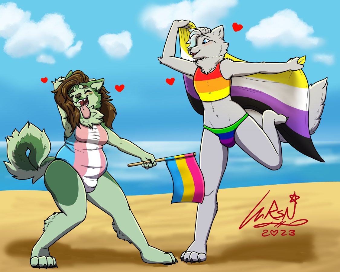 NeonNoble's tweet photo. Tackling Pride 2023 early with my dear partner ♥♥♥

I'm offering swimwear-themed Pride commissions! Check the replies for more info 📝 https://t.co/wANjlLPPYZ