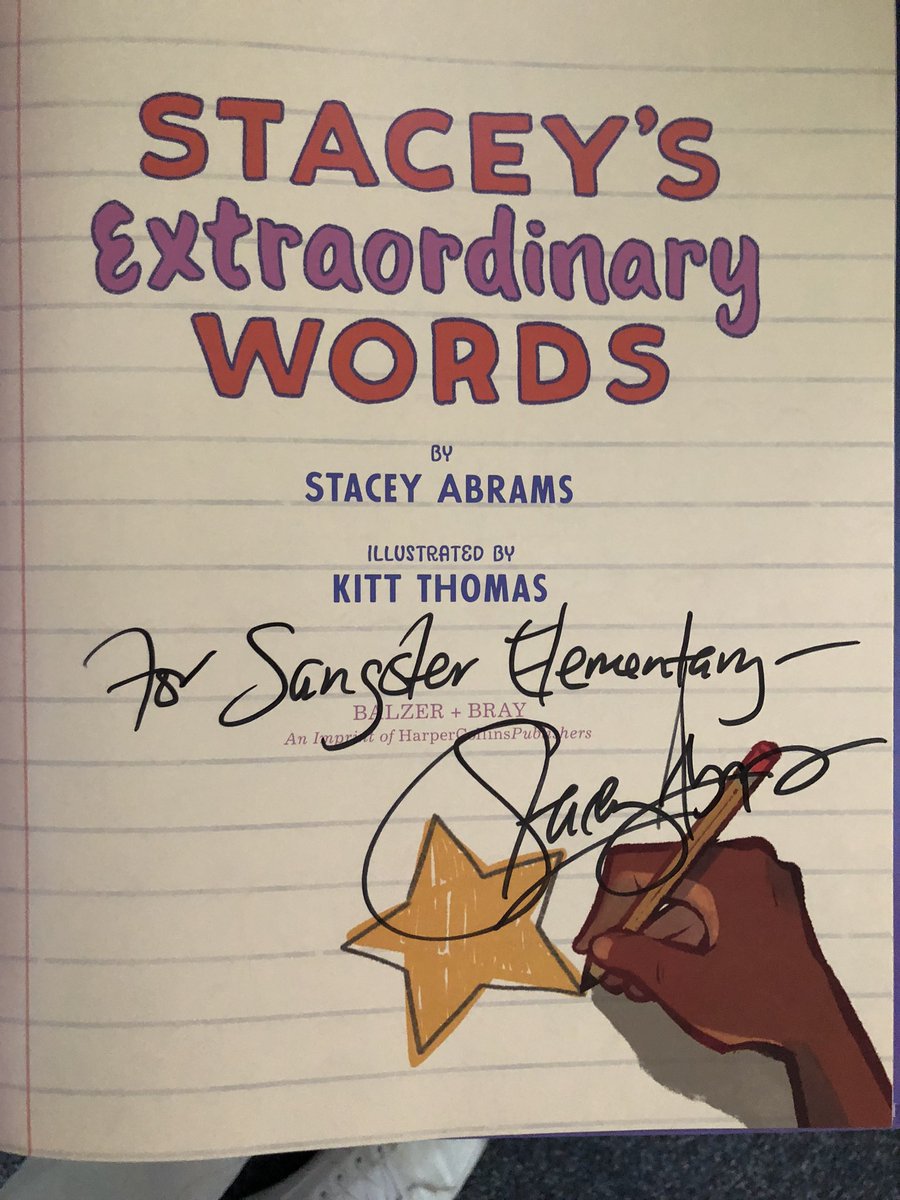 Wow! What a treat! Today we had a special author visit from the one and only Stacey Abrams! She took some Sangster questions and even donated copies of her first two children’s books! #SangsterSOAR #rmD8isgr8