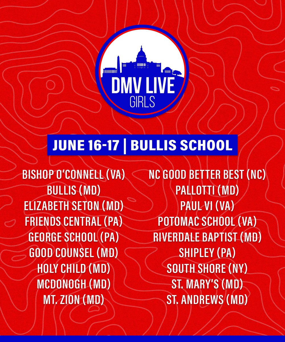 DMVHoopsLive's tweet photo. The field for the first ever DMV Live girls:
Hosted by Bullis
June 16-17
More info to come

For more info go to:
https://t.co/PrXmQ21gfj https://t.co/yiM9Ti1c4Q
