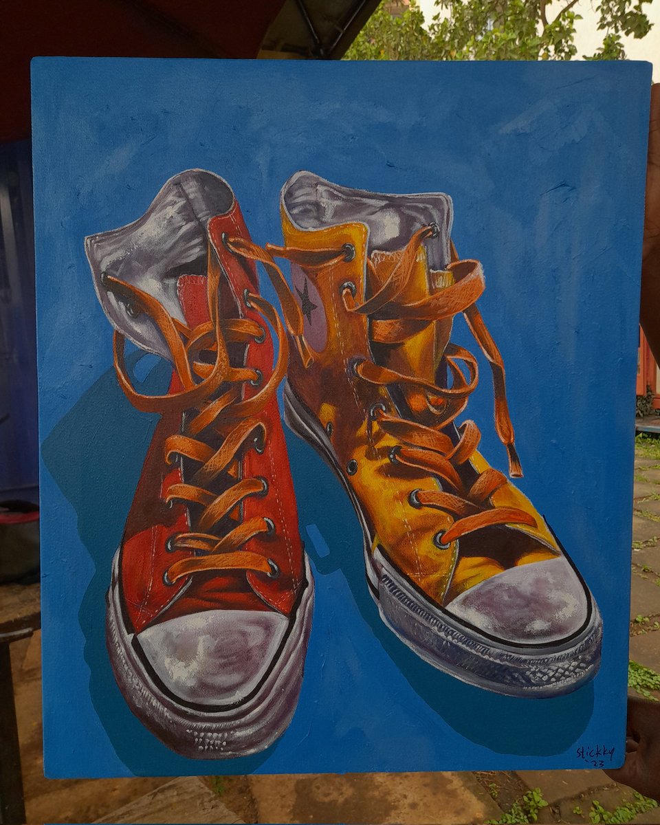 Title : Converse-ations 
Medium : Acrylics on canvas 
Size : 50cm by 60cm
#art #artgallery #ArtistOnTwitter #becauseartislife #CONVERSE #converseAtions #Shoes #shoeaddict #shoeart
