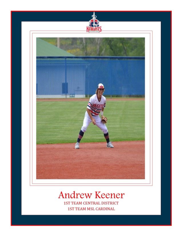 Congratulations to Senior, Andrew Keener on being named 1st Team All District and 1st Team All League. Great leader and work ethic that can’t be matched. Can’t wait to watch him play at <a href="/OhioChr_BB/">OCU Baseball</a> 
<a href="/akeener23/">Andrew Keener</a>
