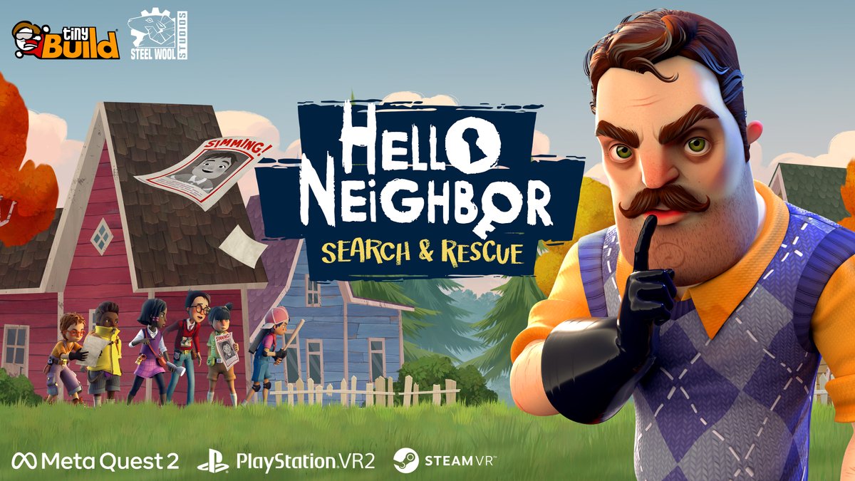 Hello Neighbor VR: Search and Rescue is out now!
Playstation Store:
store.playstation.com/en-us/concept/… 
Oculus Store:
oculus.com/experiences/qu…
Steam:
store.steampowered.com/app/2206320/He…
#HelloNeighborVR #HelloNeighbor #tinyBuildGames #virtualreality #steelwoolstudios