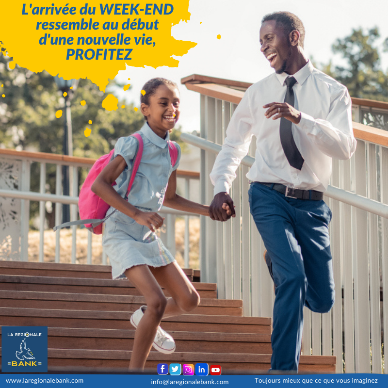Regionale_BANK's tweet image. [EXCELLENT WEEK-END]

Le vendredi est l'arrivée du WEEK-END et une nouvelle #vie commence. Elle est plus #soft en famille alors, #PROFITEZ grandement.

#LaRegionaleBank #Weekend #Familles #Paix #Harmonie #Bonheur