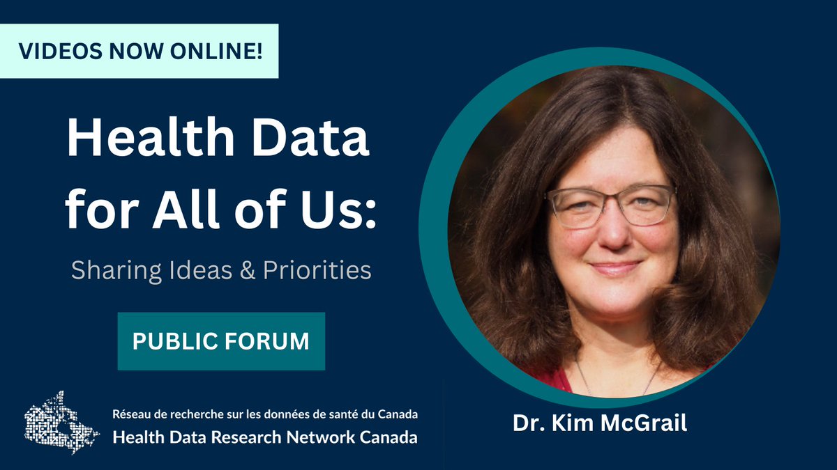 #ICYMI Dr. Kim McGrail @kimchspr is the @hdrn_rrds Scientific Director & CEO. Check out her recent talk on the #HealthData ecosystem & #HDRNCanada + all recordings from our #HealthDataForAllOfUs forum 
➡️ youtu.be/1OXJ9h2euNA