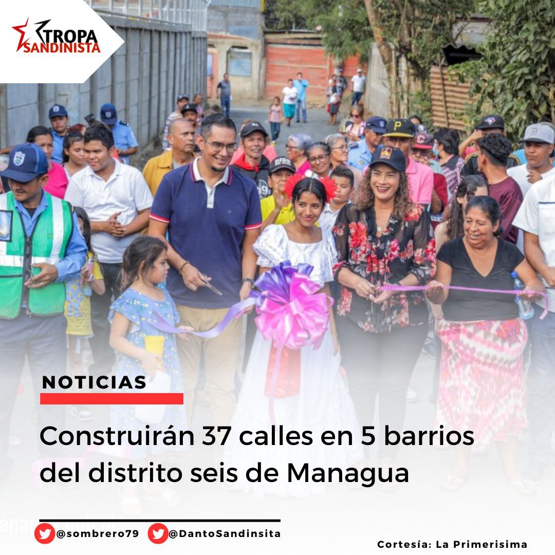 NICARAGUA 🇳🇮 

Con una inversión de 28 millones de córdobas,  La Alcaldía de Managua través del Programa Calles para el Pueblo construirá este año 37 calles nuevas en 5 barrios del Distrito Seis de la capital.

#FuerzaDeVictorias
#Nicaragua 
#25Mayo