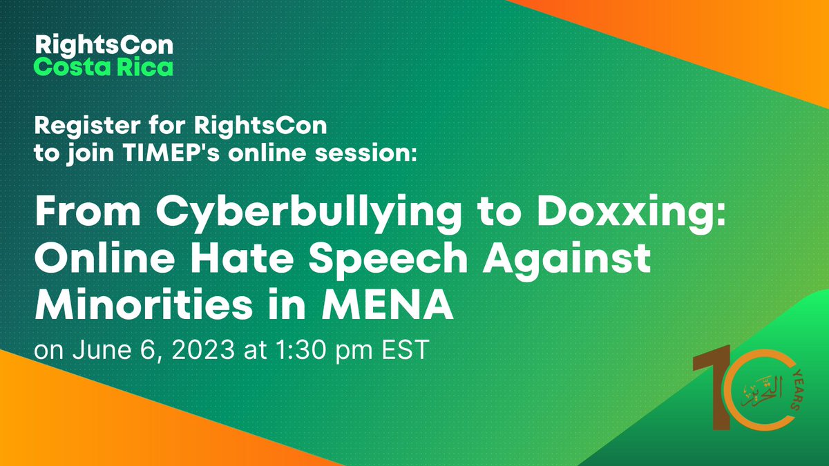 Have you registered for @RightsCon yet? Be sure to claim your ticket so that you can catch our online session on hate speech against minorities in MENA ft. @article19org's Afsaneh Rigot, @RimaSghaier, @patrickzaki1, @Hamzoz, moderated by @ARahman_Mansour: rightscon.org/participate/