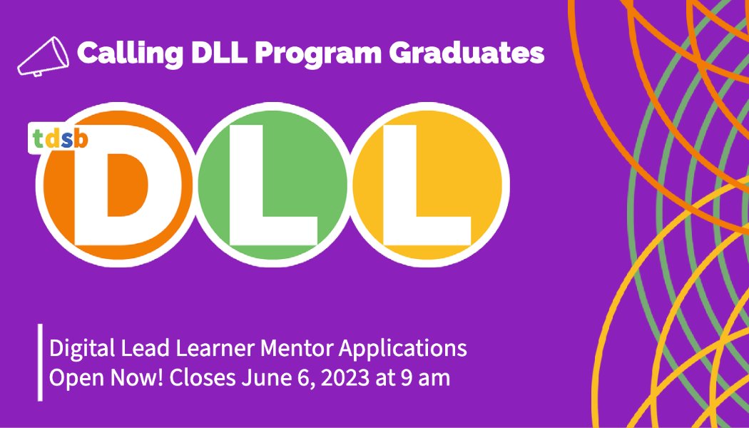 📣Calling DLL Program Graduates: Interested in taking on a leadership role in the #tdsbDLL program? Apply to become a DLL mentor! Recent graduates, distant graduates, former mentors and current mentors are eligible to apply! Visit sites.google.com/tdsb.on.ca/dll for application link!