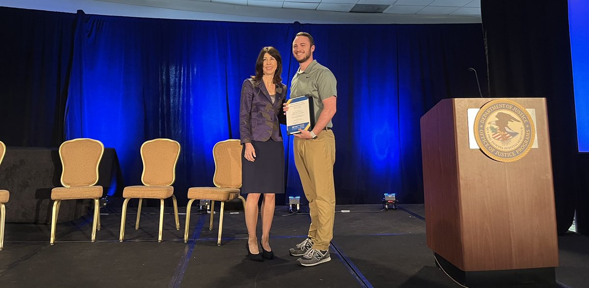 BradOguinn's tweet photo. Grateful and extremely humbled to receive “Best Overall Poster” and “Best Example of Evidence to Action” at #NIJ2023 Research Conference! It was a pleasure to meet @NIJDirLaVigne. Special shout-out to @EBpolicing, @eliasnader_ , &amp; @CharlestonPD for all the support along the way! https://t.co/erkSMpin3w