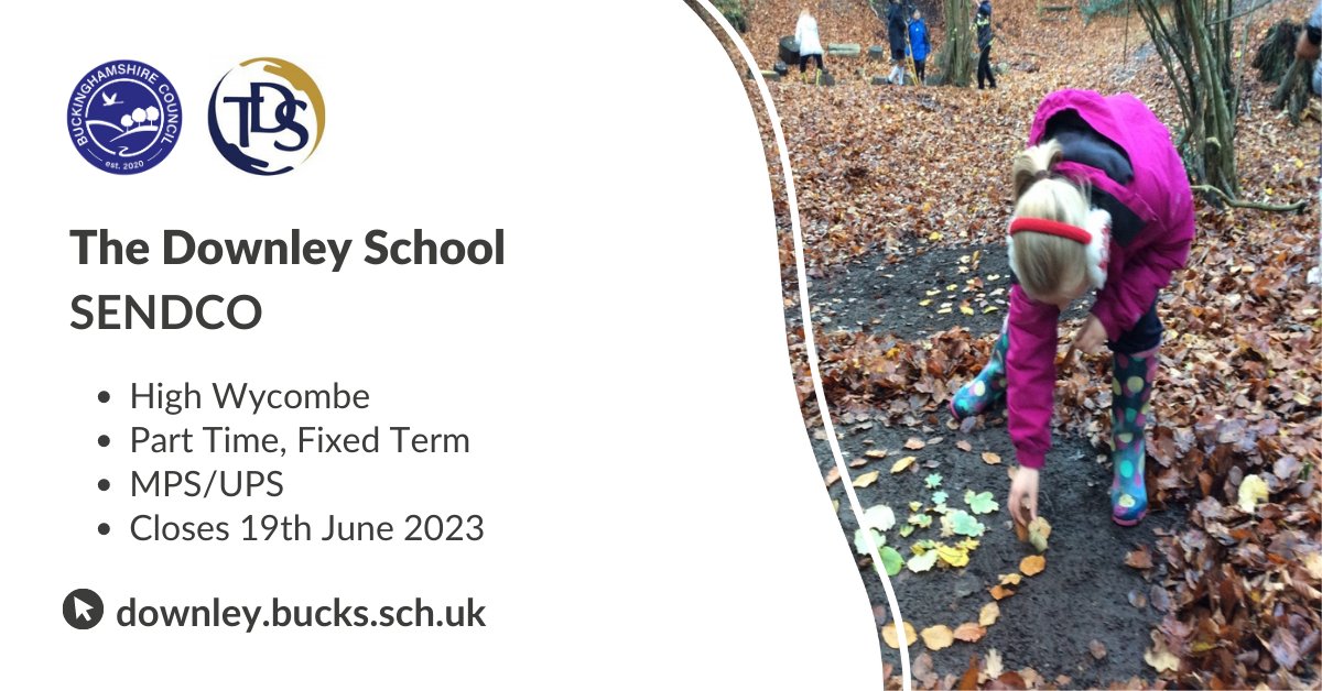 The Downley School seek an enthusiastic, inspirational SENDCo to join their wonderful and diverse school. If you're a strong team player and are able to build strong relationships with adults and children, apply here: crowd.in/Mv4LhZ

#SENDCO #PrimaryTeaching #TeachBucks