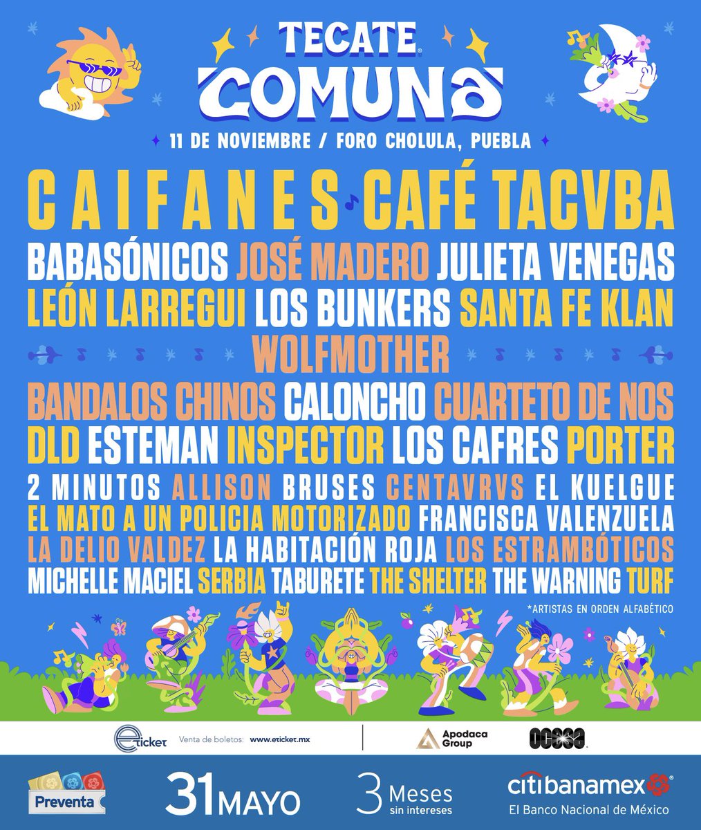 conciertosmxico's tweet image. ☀️ #TecateComuna – 11 noviembre @ Puebla, Mx