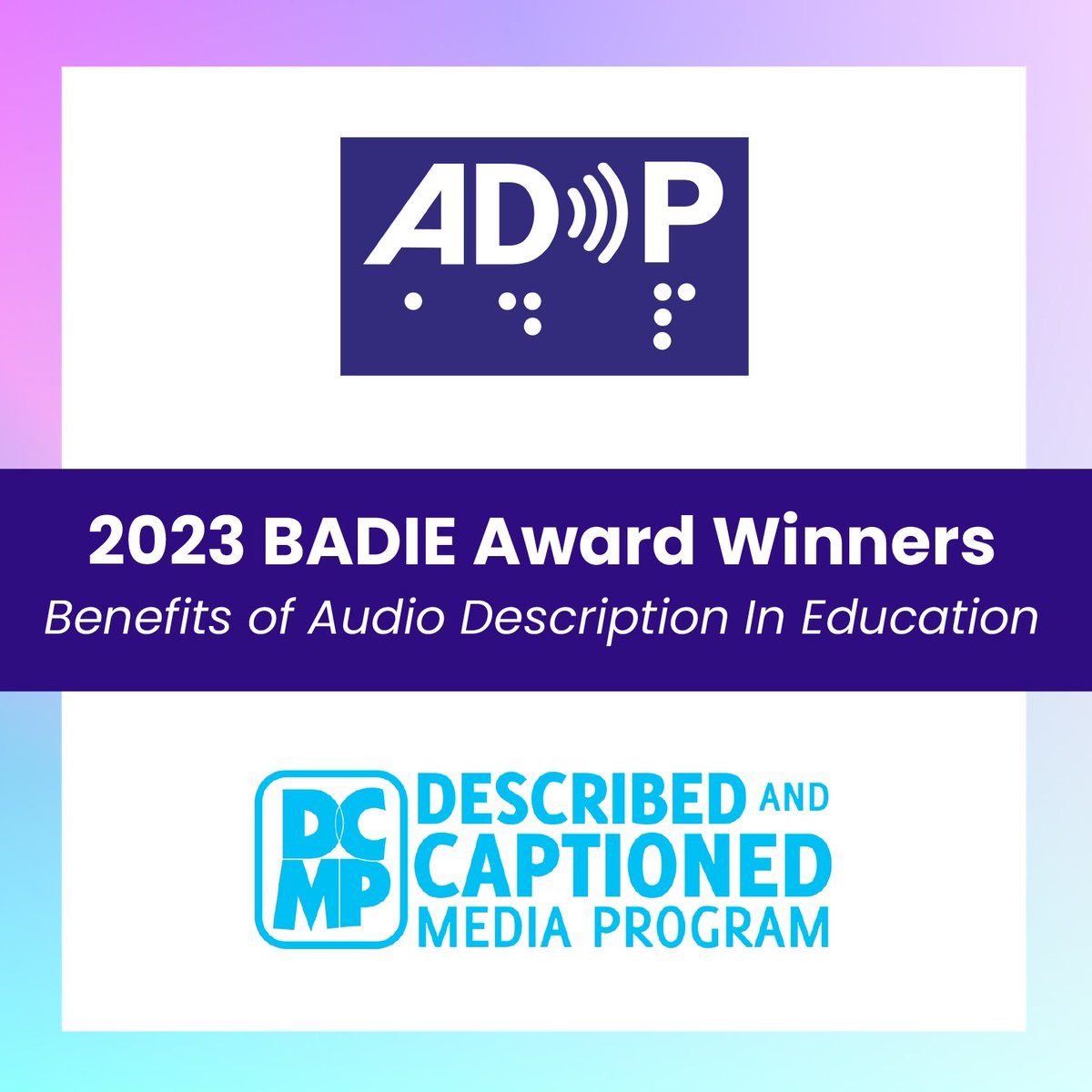 ADP's BADIE essay contest received dozens of entries from students across the country. Our judges were impressed by the writing skills & the engaging critiques of #AudioDescription in educational & entertainment media. We thank all who submitted an essay! acb.org/2023-BADIE-win…