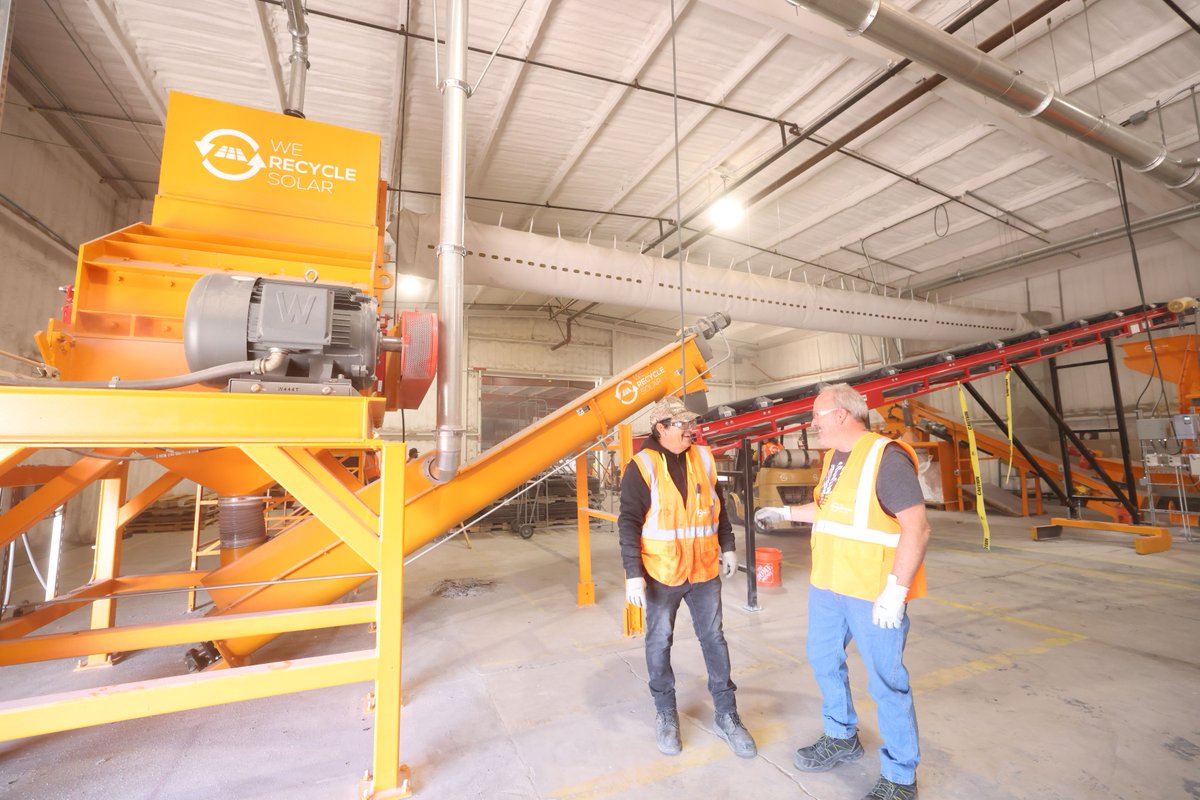 werecyclesolar's tweet image. We launched North America&apos;s first utility-scale solar recycling plant. Find us at #CLEANPOWER2023 for more information.
