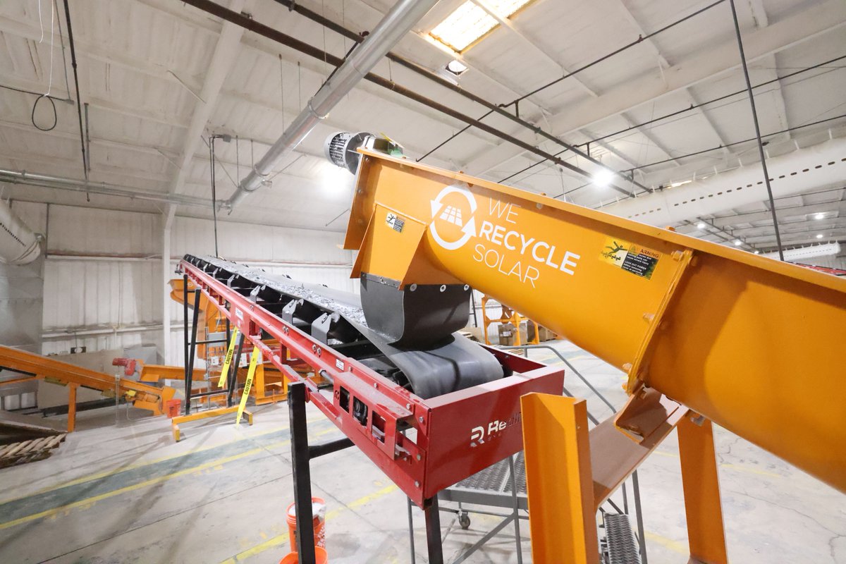 werecyclesolar's tweet image. We launched North America&apos;s first utility-scale solar recycling plant. Find us at #CLEANPOWER2023 for more information.
