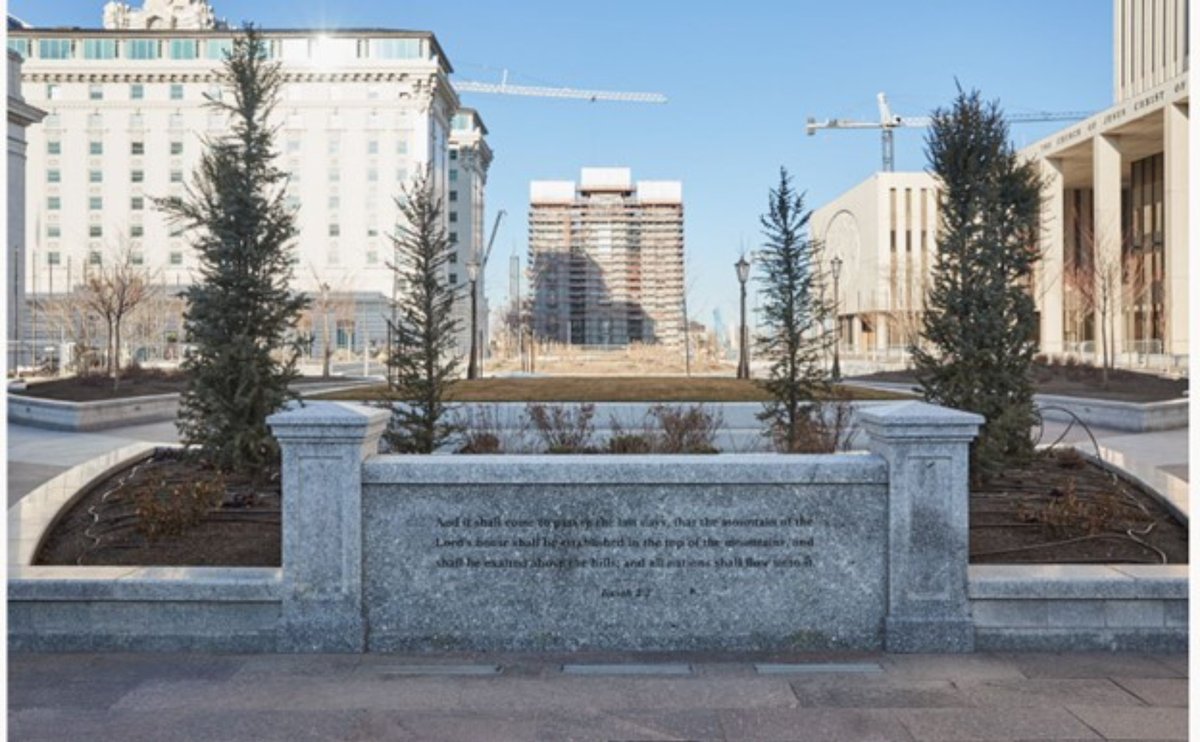 Ch_JesusChrist's tweet photo. The first of 98 base isolators is installed on the west side of the Salt Lake Temple during the ongoing renovation project on Temple Square. The isolators will allow the historic building, a place where Church members worship Jesus Christ, to move horizontally up to five feet in any direction during an earthquake. A portion of the plaza south of the Church Office Building is also set to reopen on June 1. When it is finished, it will display 91 international flags representing the global growth of the Church. https://t.co/c0ftDIxlKz
