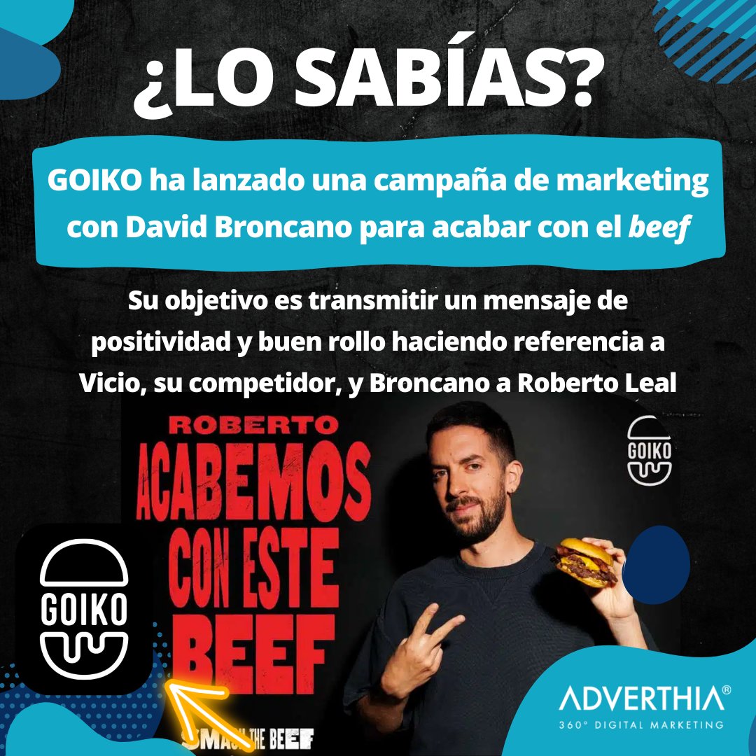 adverthia's tweet photo. 🍔La nueva #campa��a de #marketing de #Goiko con #Broncano

😉Un guiño al buen rollo y a la positividad entre todos, incluida la competencia

¿Qué te parece? Comenta👇
#marketingdigital #publicidad #publicidadcreativa https://t.co/QEdOYcmjFJ
