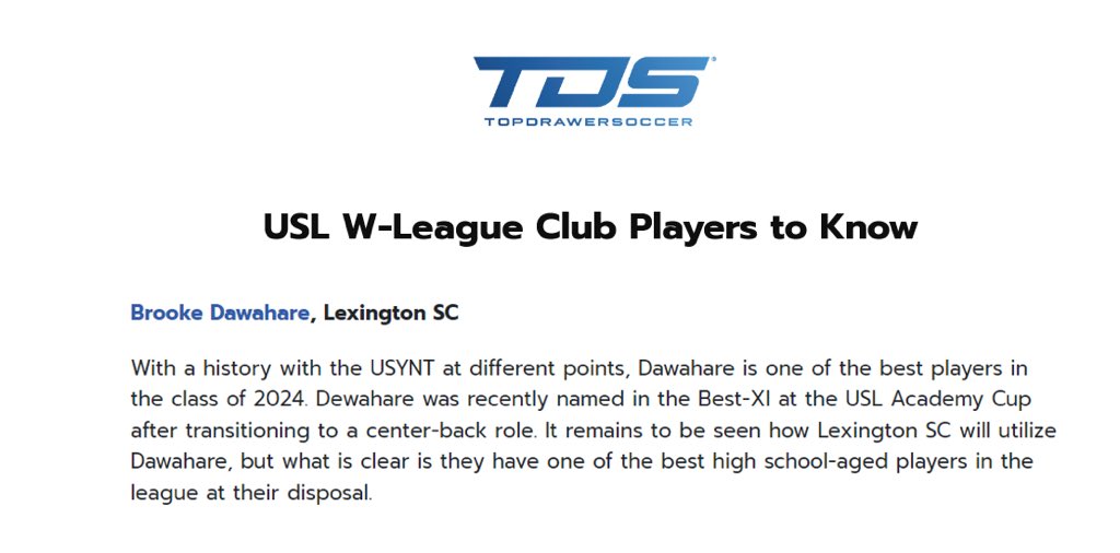 So honored to be included in the Players to Know for this summers W League season!! topdrawersoccer.com/club-soccer-ar…
