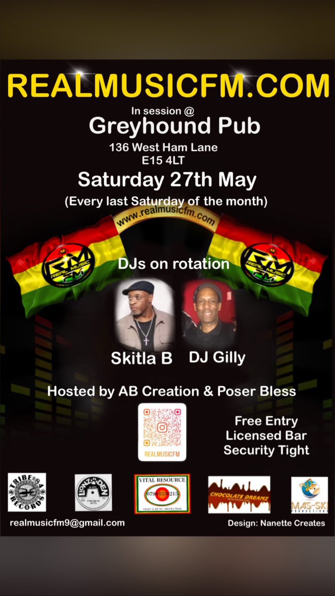 eboneyRe's tweet photo. Next instalment is this Saturday at the Greyhound Pub - once a month #event, hosted by #realmusicFM . All 
#EastLondon massive rollout for this event. You know how the ting go - party vibes hole nite👊🏿6 https://t.co/zruw3IIYAR