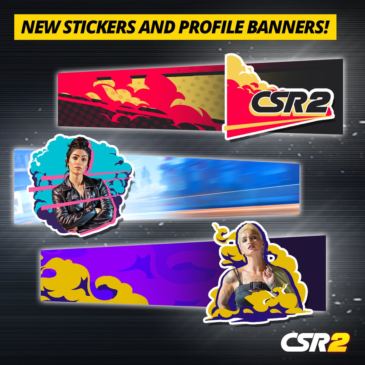 Attention speed demons! 🚀 Unleash your style with our new Race Pass stickers and banners from Chapters 10, 11, and 12. Show off your racing spirit by picking your favorite design and dropping it in the comments. Let's fuel the competition! 💪 

Play here: zynga.social/csr2tw