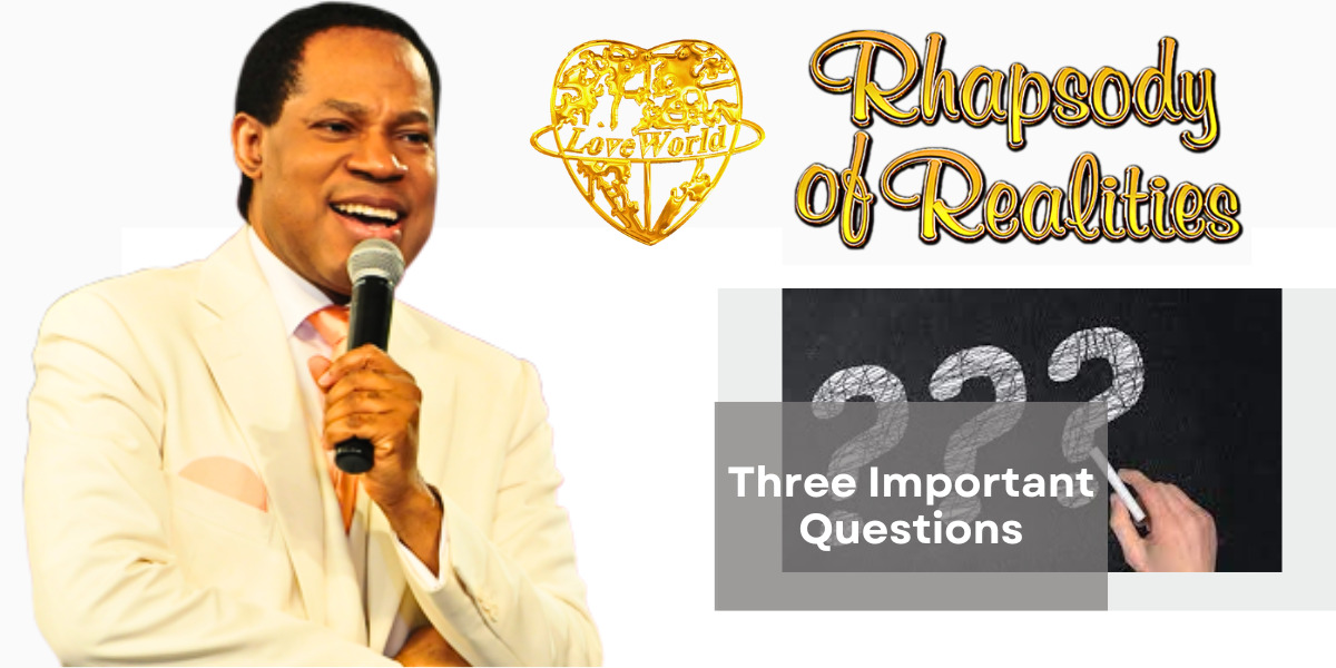 Topic: Three Important Questions

Today’s  Scripture: John 10:10

10 The thief cometh not, but for to steal, and to kill, and to destroy: I am come that they might have life, and that they might have it more abundantly. #PastorChrisOyakhilome

ourdailydevotionals.com/rhapsody-of-re…