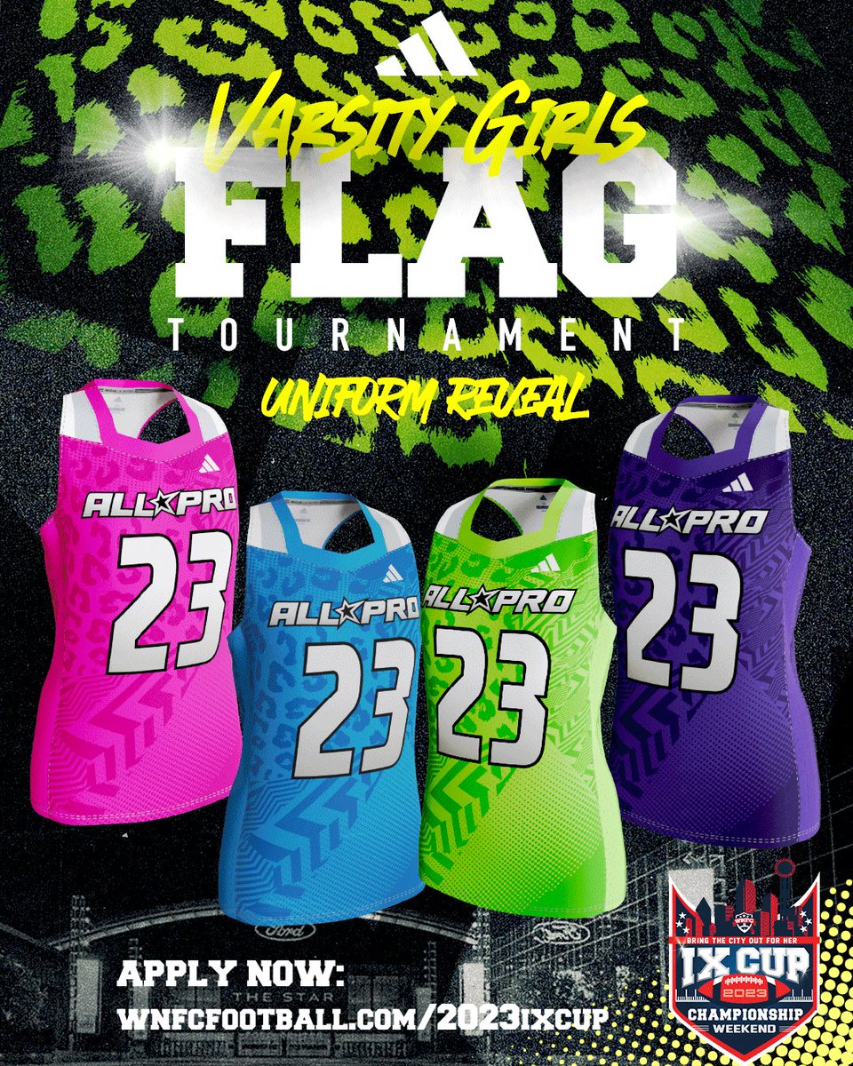 It’s on! Some of the top Varsity girls flag football players in the country will be showing off their skills at IX CUP Weekend during the WNFC Girls All- Star Tournamnet sponsored by <a href="/adidasFballUS/">adidas Football US</a> ! #wnfc #teamadidas #flagfootball