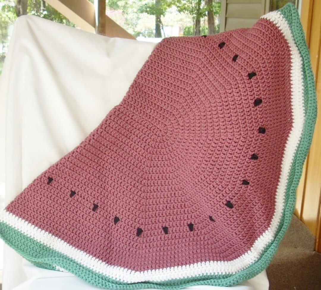 This fun watermelon blanket is now 50% off. Makes a great accent throw decoration. 🙂 buff.ly/3xlkadw. 🙂 #LiLphaniesLine #watermelon #sale #crochetblankets #homedecor #watermelondecor #watermelonparty