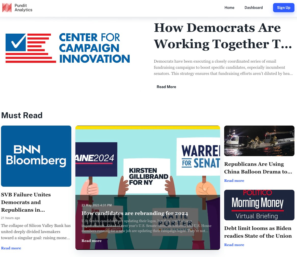 PunditAnalytics's tweet photo. 🚨NEW: Check out our news feed on Pundit Analytics!

It features links and excerpts where Pundit data was used to help report on things happening in the political fundraising world.

Check back soon for more content! https://t.co/BlXEKfFmYn https://t.co/DtvRLEGk3b
