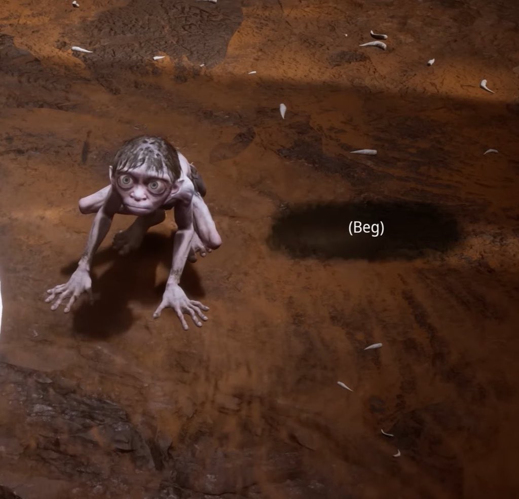 myelessar's tweet image. i haven’t played the gollum game yet but this screencap is SO funny
